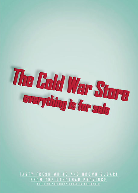 Affisch reklam för The Cold War Stores nya "sockerprodukter"